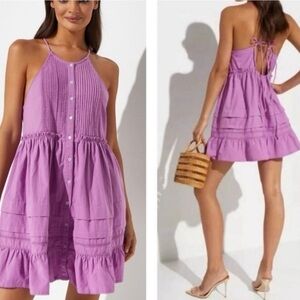 Free People Desert Days Dramatic Orchid Mini Tier Dress Prairie Sundress Medium
